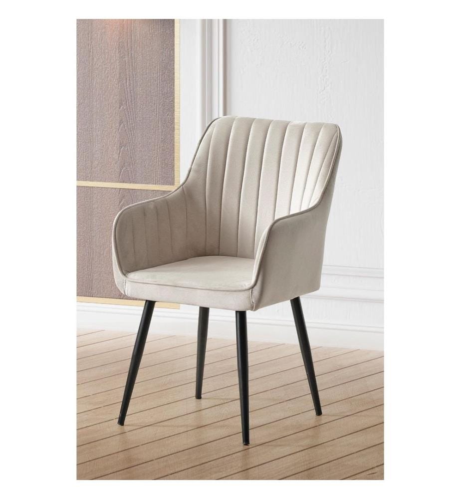 Set de chaises, 2 pièces, crème, noir, 100 % MDF, housse : 100 % polyester, pieds en métal