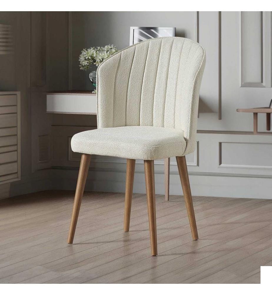 Ensemble de chaises, 4 pièces, crème, noyer, 100 % MDF, housse : tissu Mense, pieds en bois