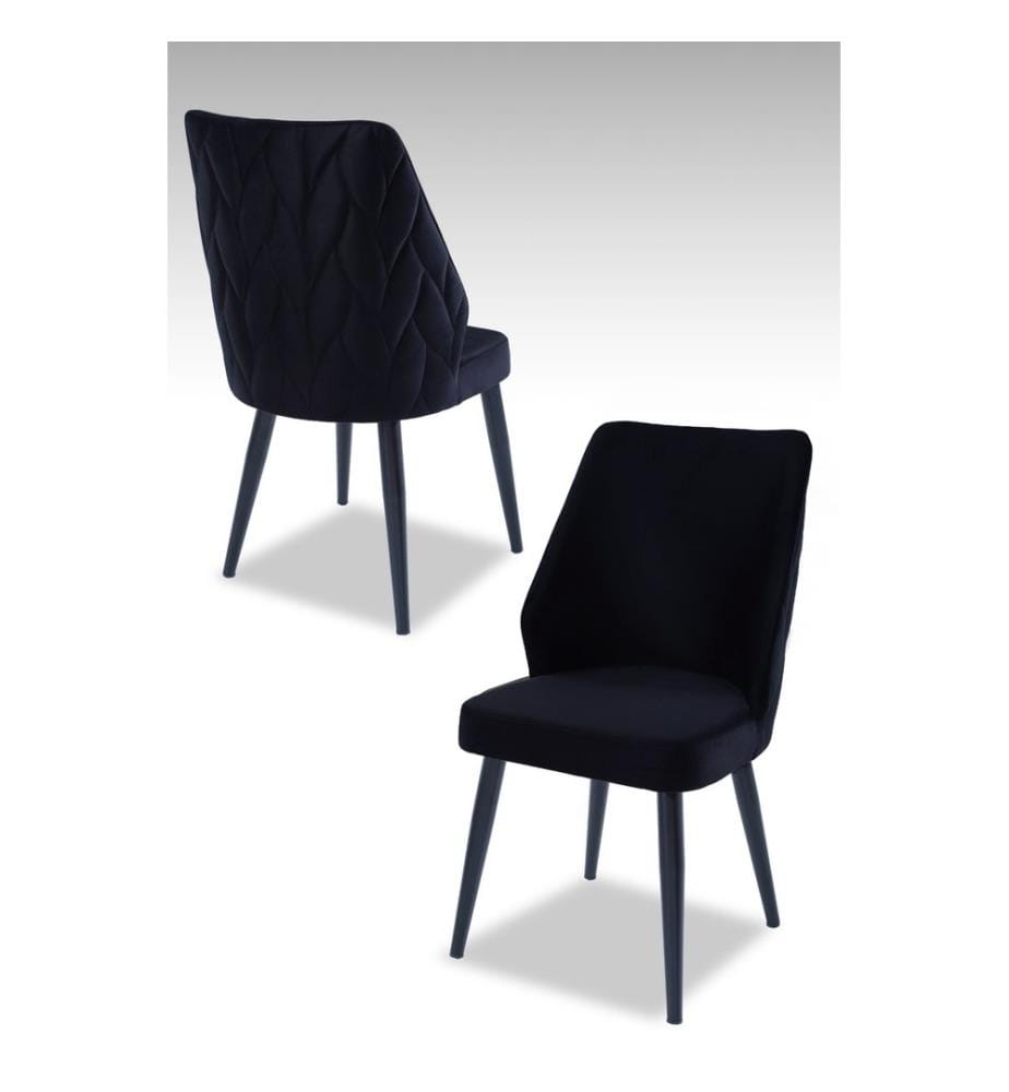 Set de chaises, 4 pièces, noir, 100 % panneau de particules mélaminé, housse : 100 % polyester, pieds en métal