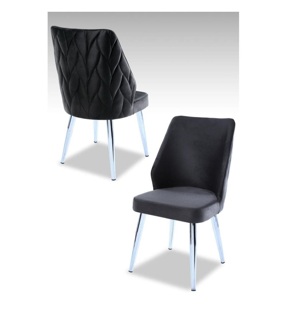 Set de chaises, 4 pièces, anthracite, chrome, 100 % panneau de particules revêtu de mélamine, housse : 100 % polyester, pieds en métal