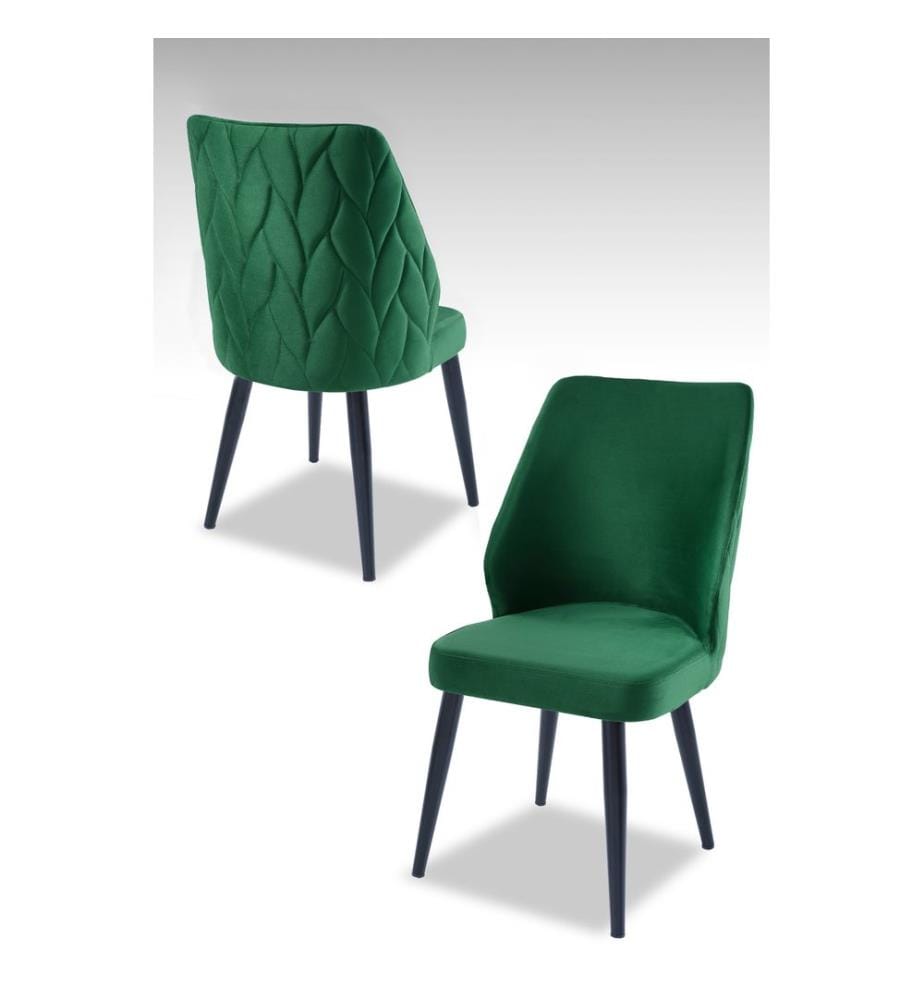 Ensemble de chaises, 2 pièces, vert, noir, 100 % panneau de particules mélaminé, housse : 100 % polyester, pieds en métal