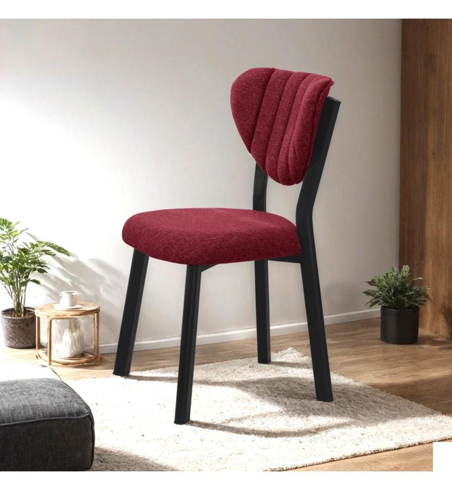 Chaise, rouge bourgogne, structure : 100 % métal