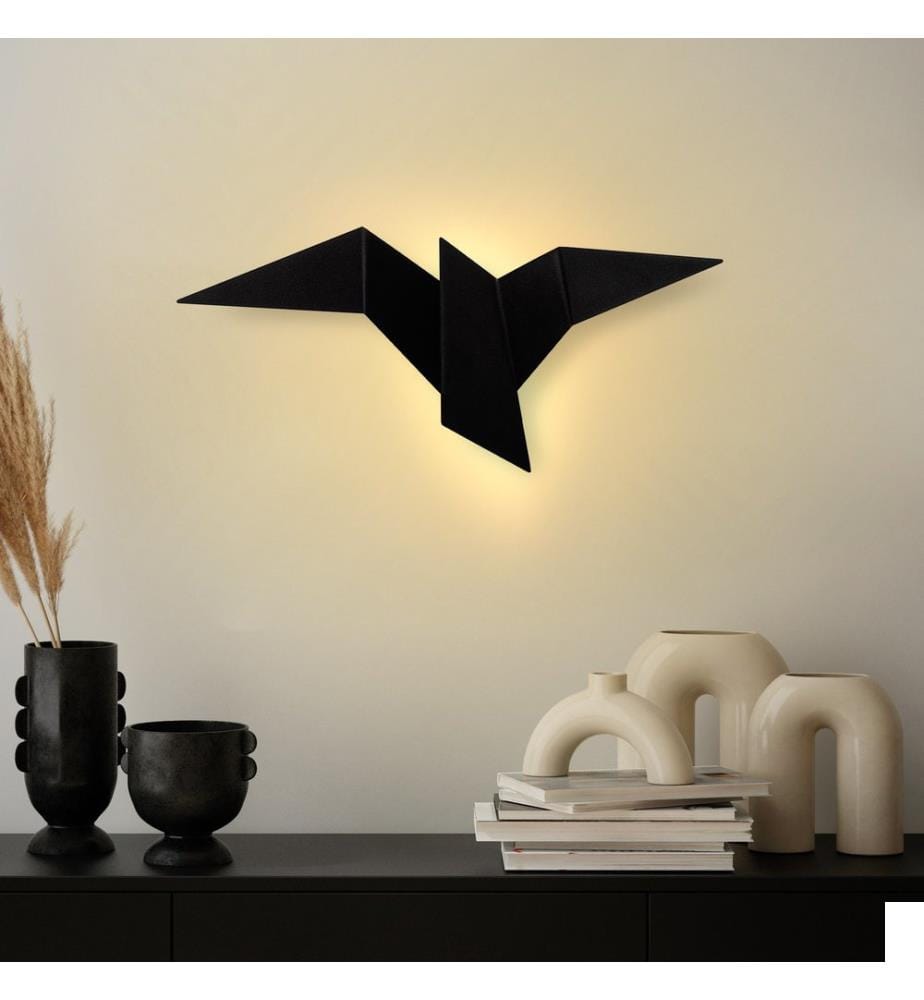 Lampe murale, noire, corps en métal, socle en métal