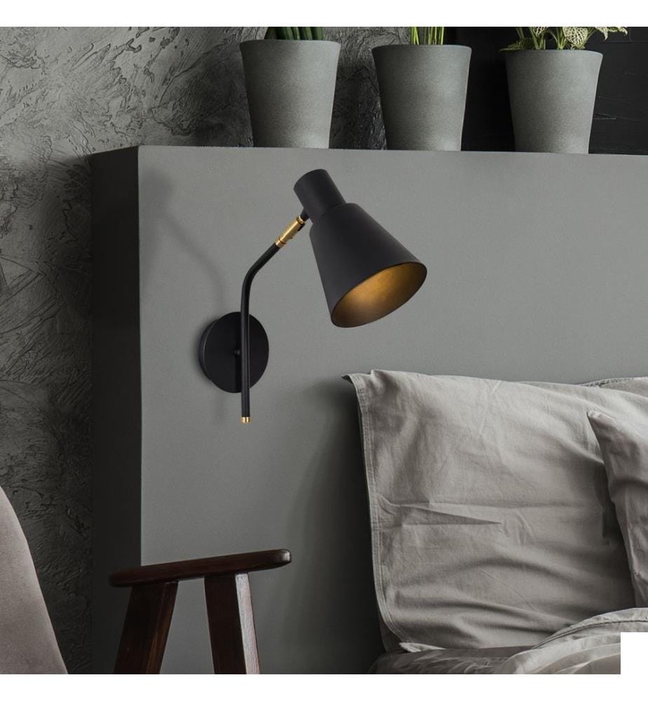 Noir, Lumières Murales, 14 X 36 X 40 cm, Corps Métallique