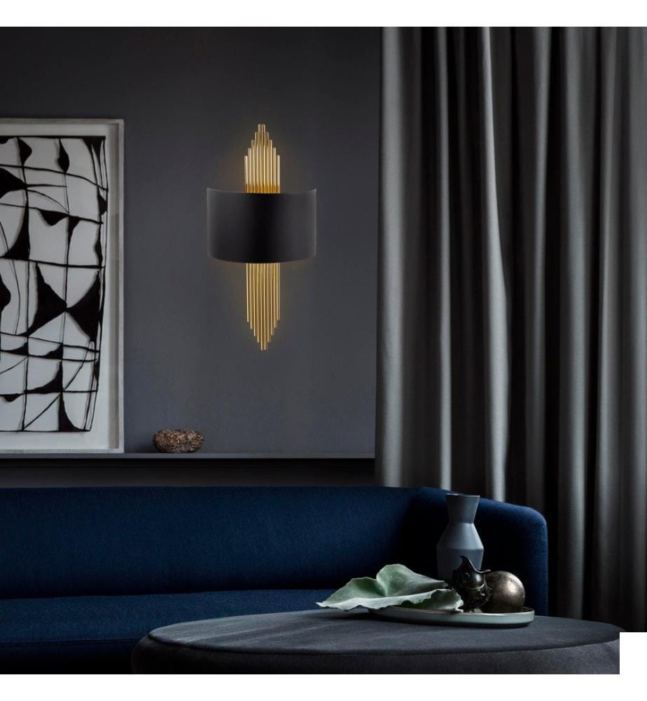 Lampe Murale, Noir, Or, Corps Métallique, 35 X 10 X 2