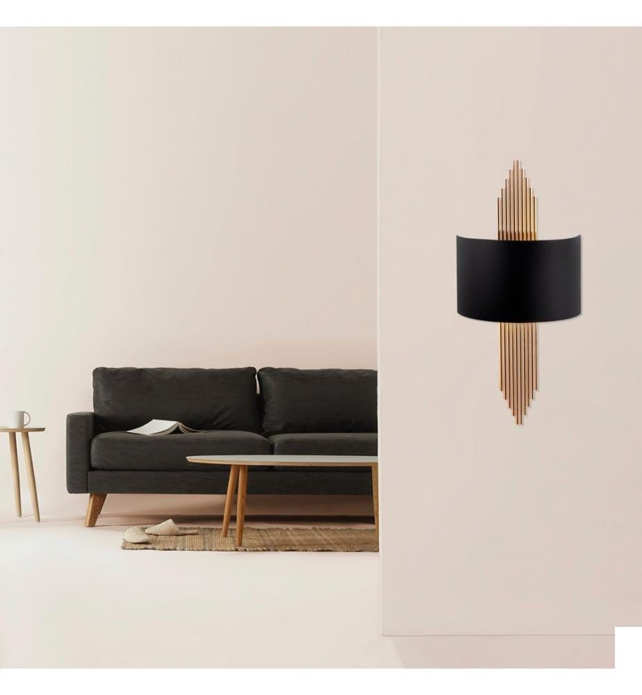 Lampe Murale, Noir, Cuivre, Corps Métallique, 35 X 10 X 2