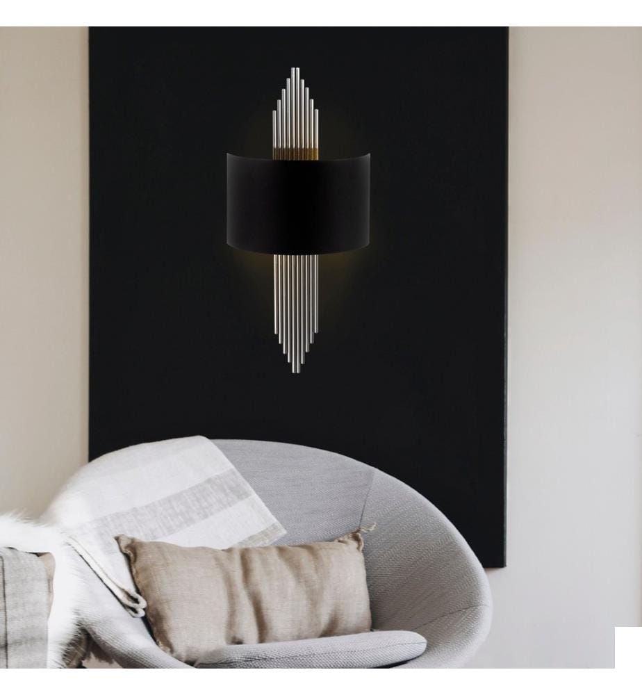 Lampe Murale, Noir, Argent, Corps Métallique, 35 X 10 X 2