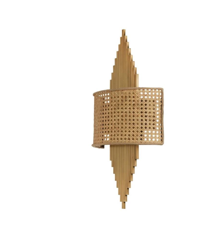Lampe murale, or, corps en métal, tissu pour abat-jour