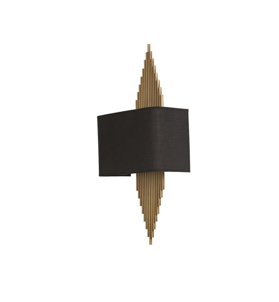 Lampe murale, or, noir, corps en métal, tissu pour abat-jour
