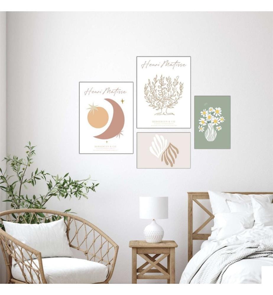 Tableau décoratif en MDF, 4 pièces, multicolore, 100 % MDF