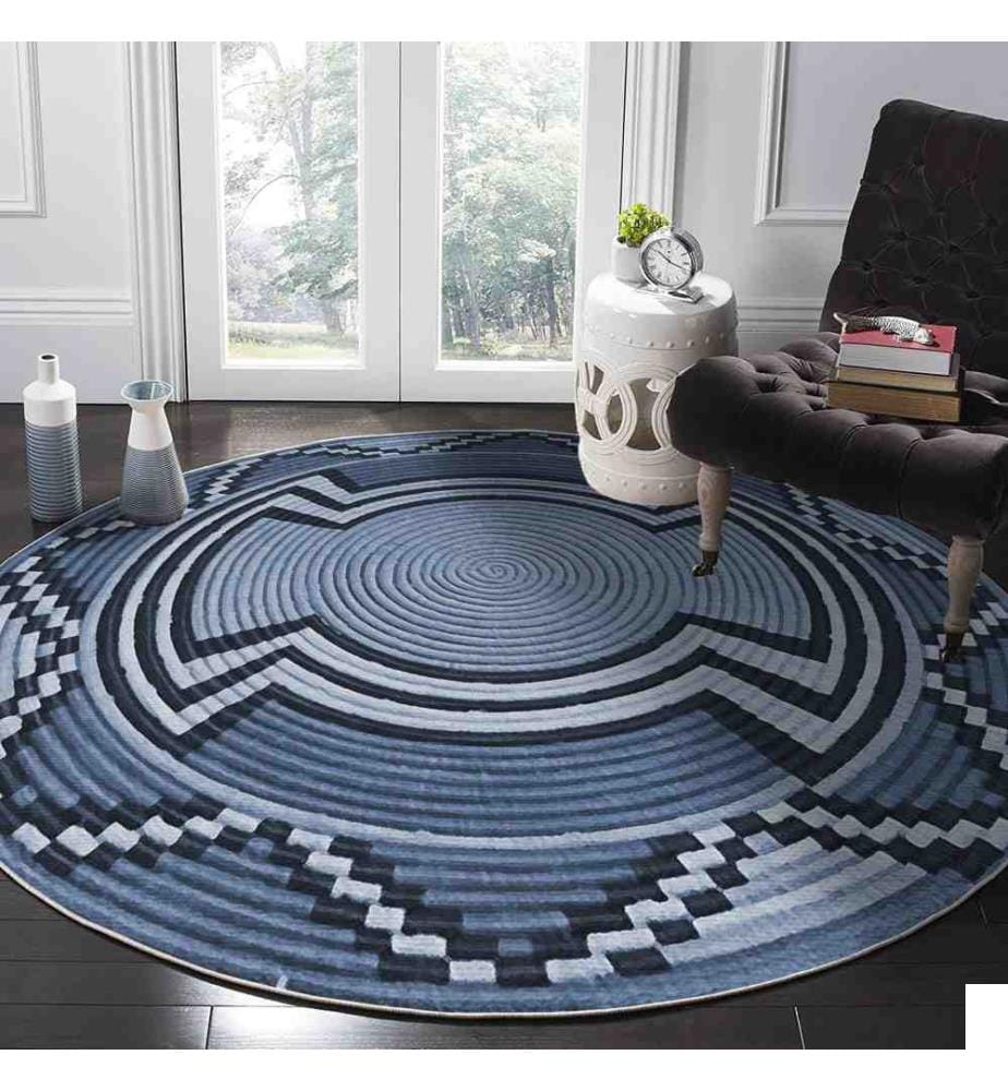 Tapis, 100 x 100, , Bleu, 70% Coton - 30% Polyester, Semelle en coton