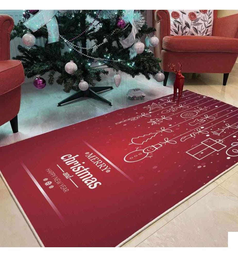 Tapis, 80 x 120, , Rouge, Blanc, 70% Coton - 30% Polyester, 1450 gr-m²,