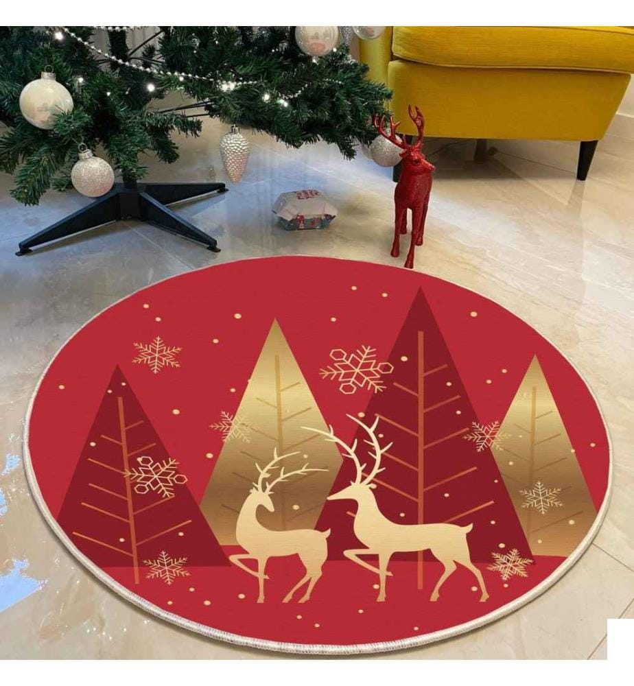 Tapis, 140 cm, , Rouge, Or, 70% Coton - 30% Polyester, 1450 gr-m²,