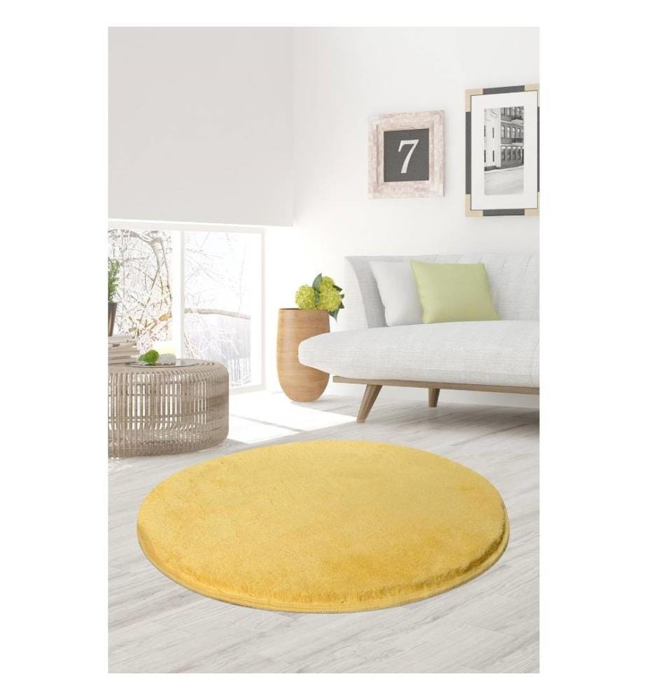 Tapis, 90 cm, , jaune, acrylique, 18-30 mm hauteur des poils