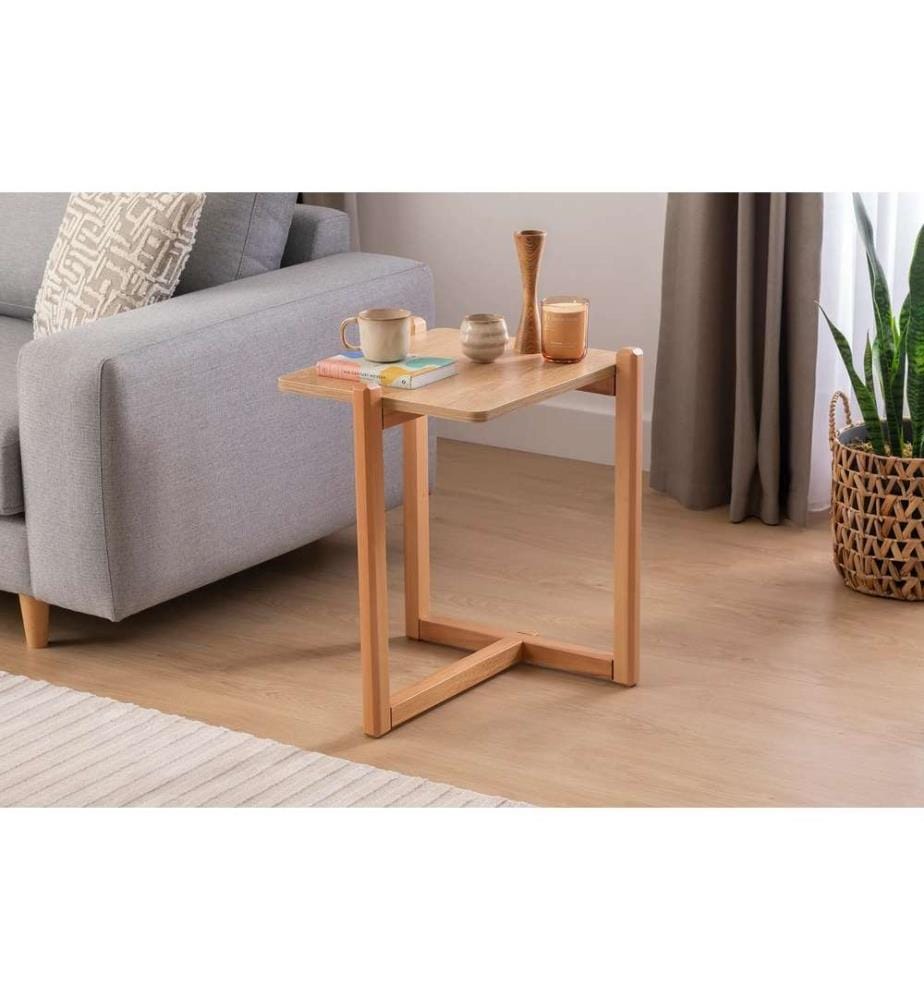 Table d'appoint, naturelle, panneau de particules mélaminé, pieds en bois