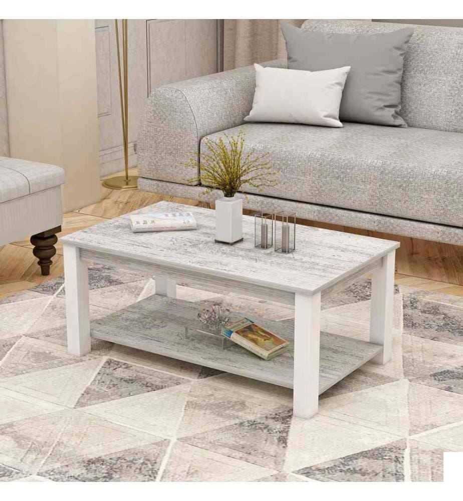 Table basse, blanc gris, panneau de particules mélaminé
