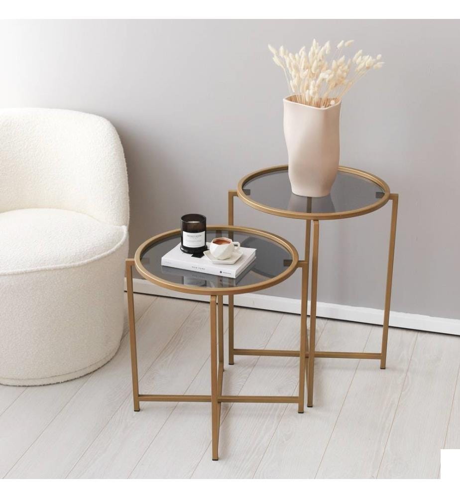 Set de table basse, fumée d'or, verre trempé