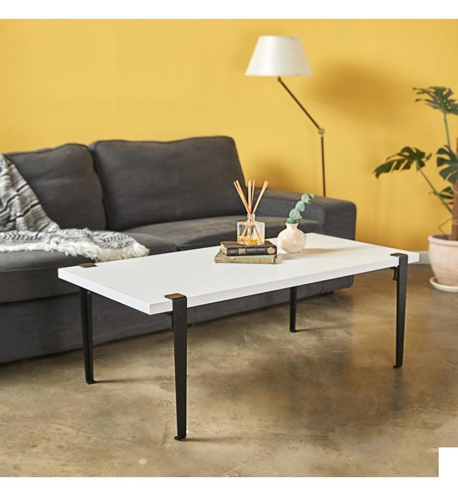 Table basse, blanc noir, panneau de particules mélaminé