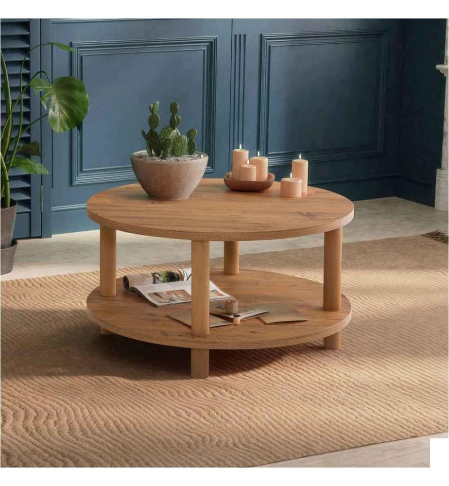 Table basse, pin atlantique, panneau de particules mélaminé