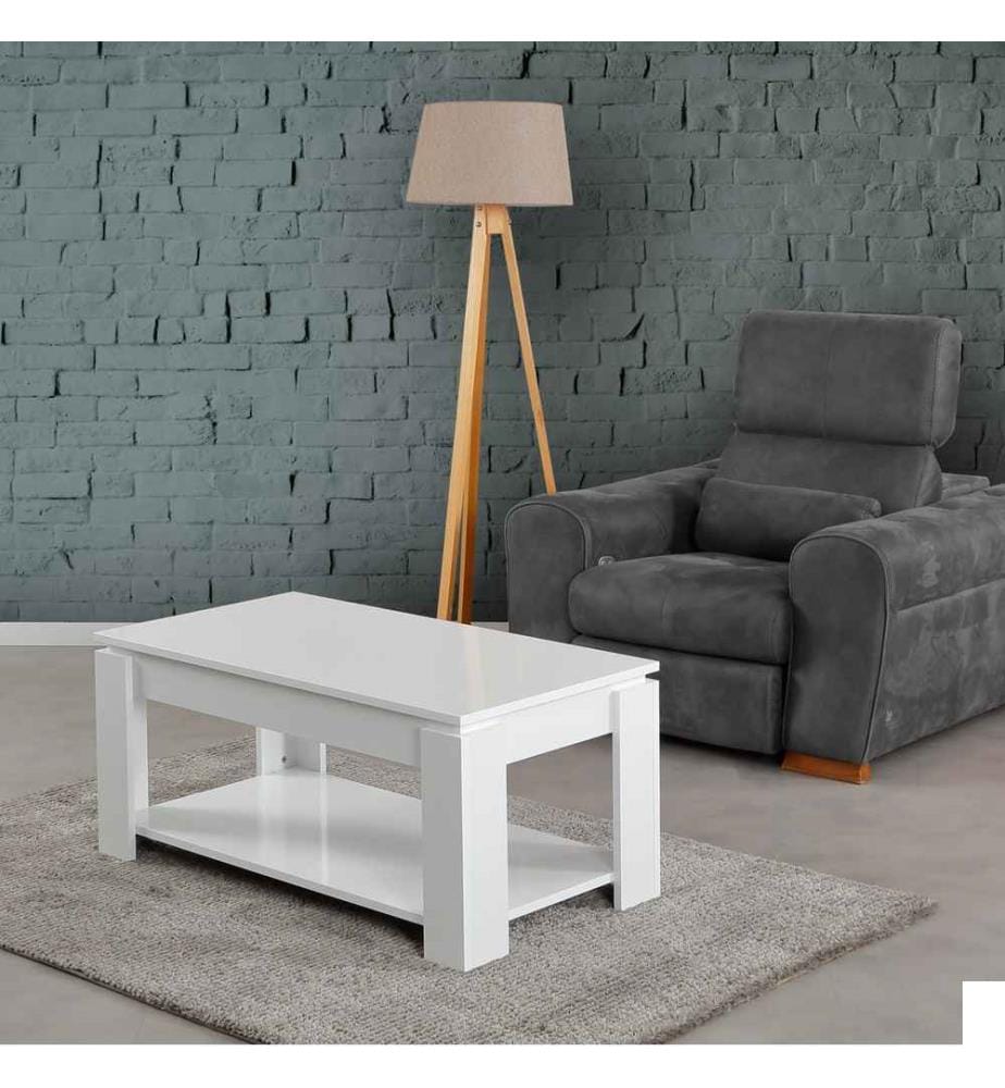 Table basse, blanc, panneau de particules mélaminé