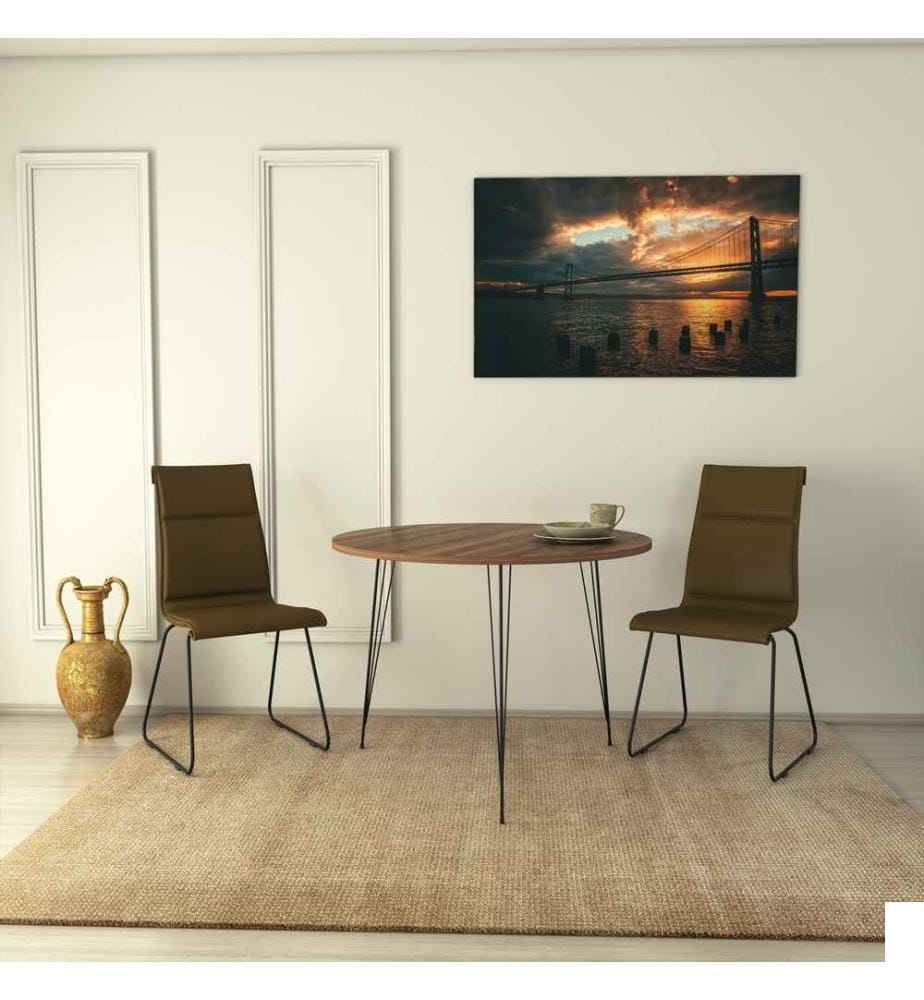 Table, noyer, panneau de particules mélaminé