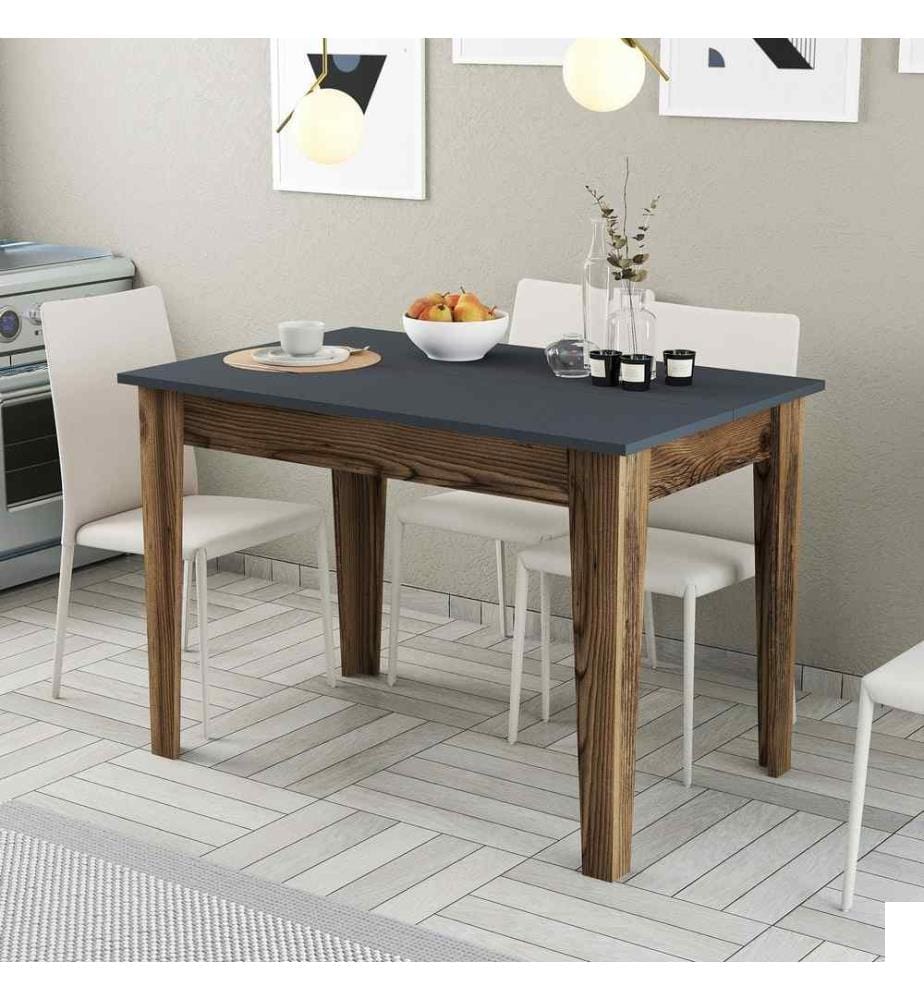 Table de cuisine, noyer anthracite, panneau de particules mélaminé