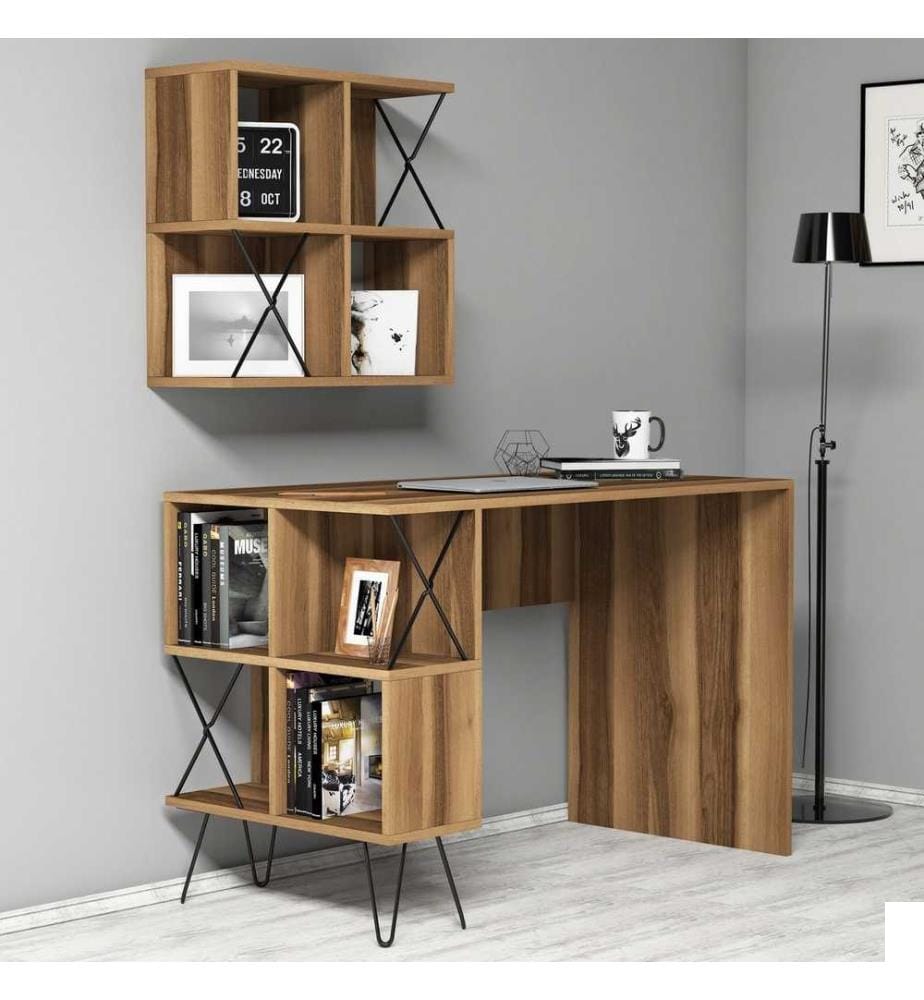 Bureau d'étude, noyer noir, panneau de particules mélaminé