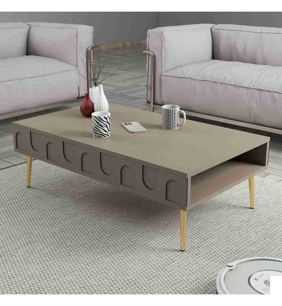 Table basse, Atlas, Or, Panneau de particules de bois 100% mélaminé
