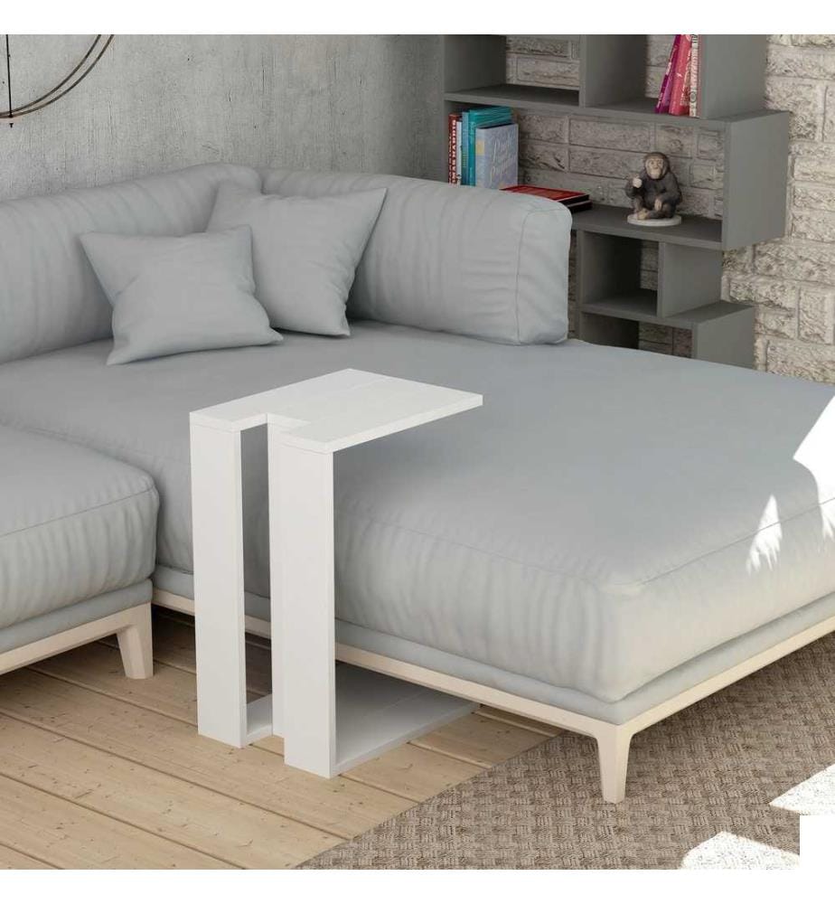 Table d'appoint, blanc, panneau de particules mélaminé