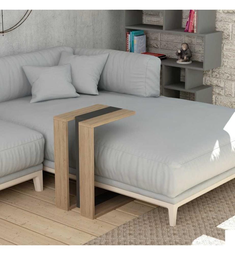 Table d'appoint, Chêne Anthracite, Panneau de particules mélaminé