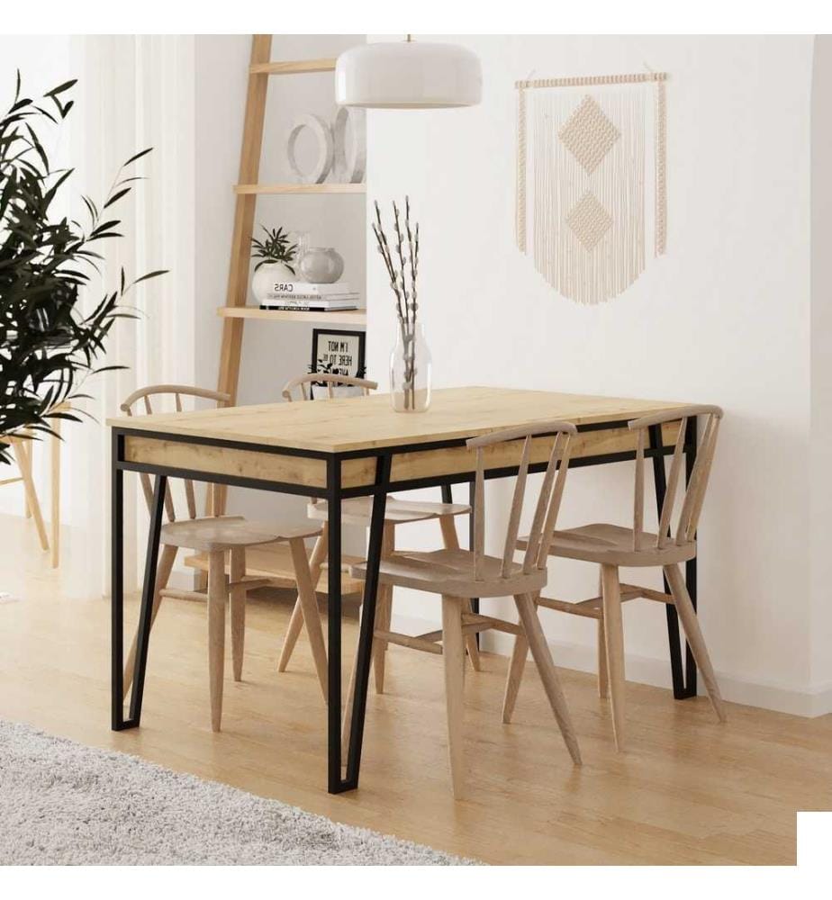 Table de salle à manger, chêne, panneau de particules mélaminé
