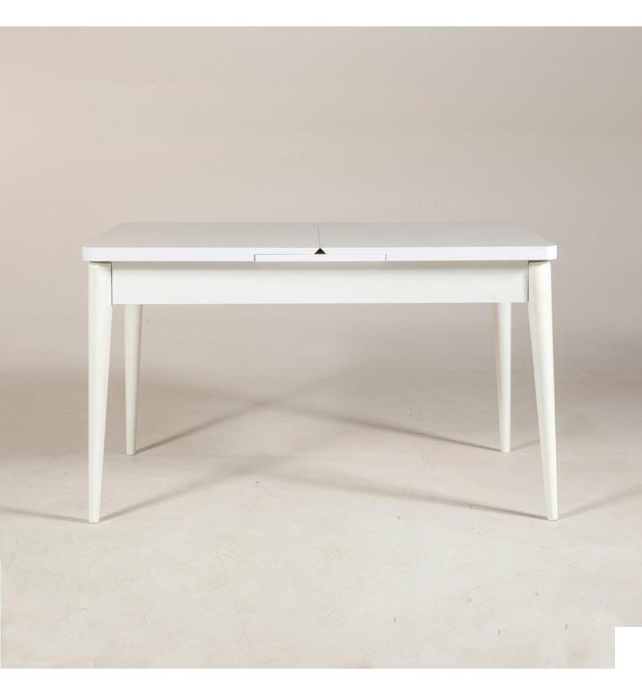 Table de salle à manger, blanc, panneau de particules mélaminé