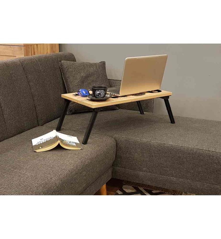 Bureau debout pour ordinateur portable, pin atlantique noir, panneau de particules mélaminé