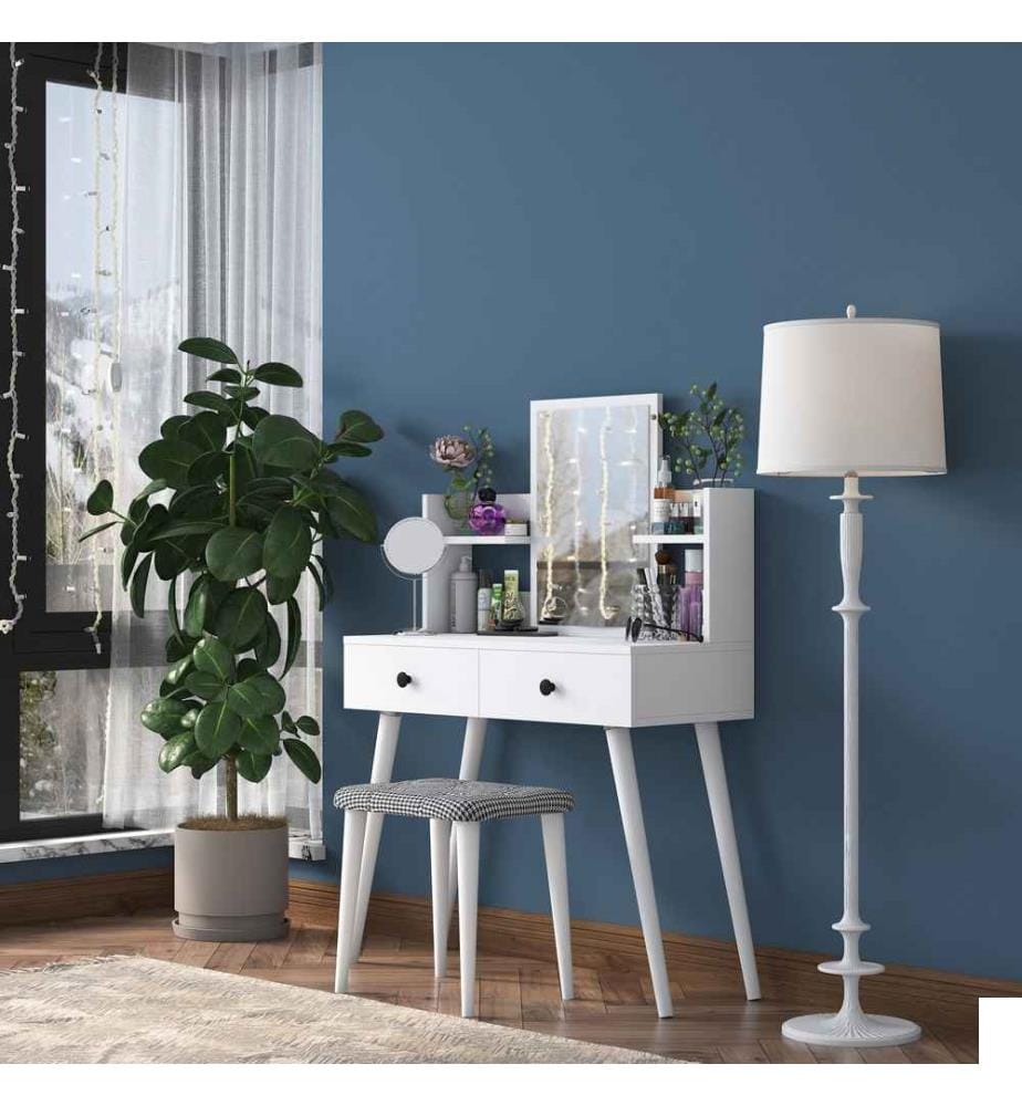 Table de maquillage, blanc, panneau de particules mélaminé