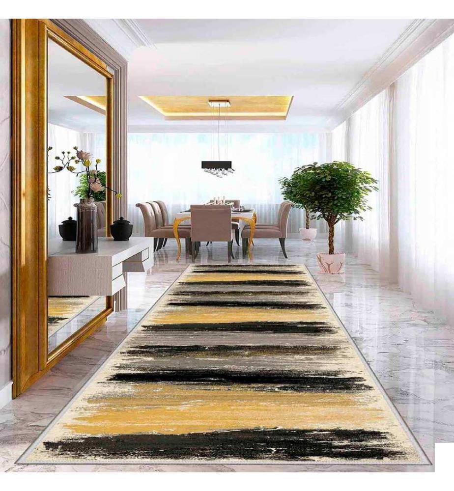 Tapis, jaune, noir, 100% polyester, 50 x 80 cm