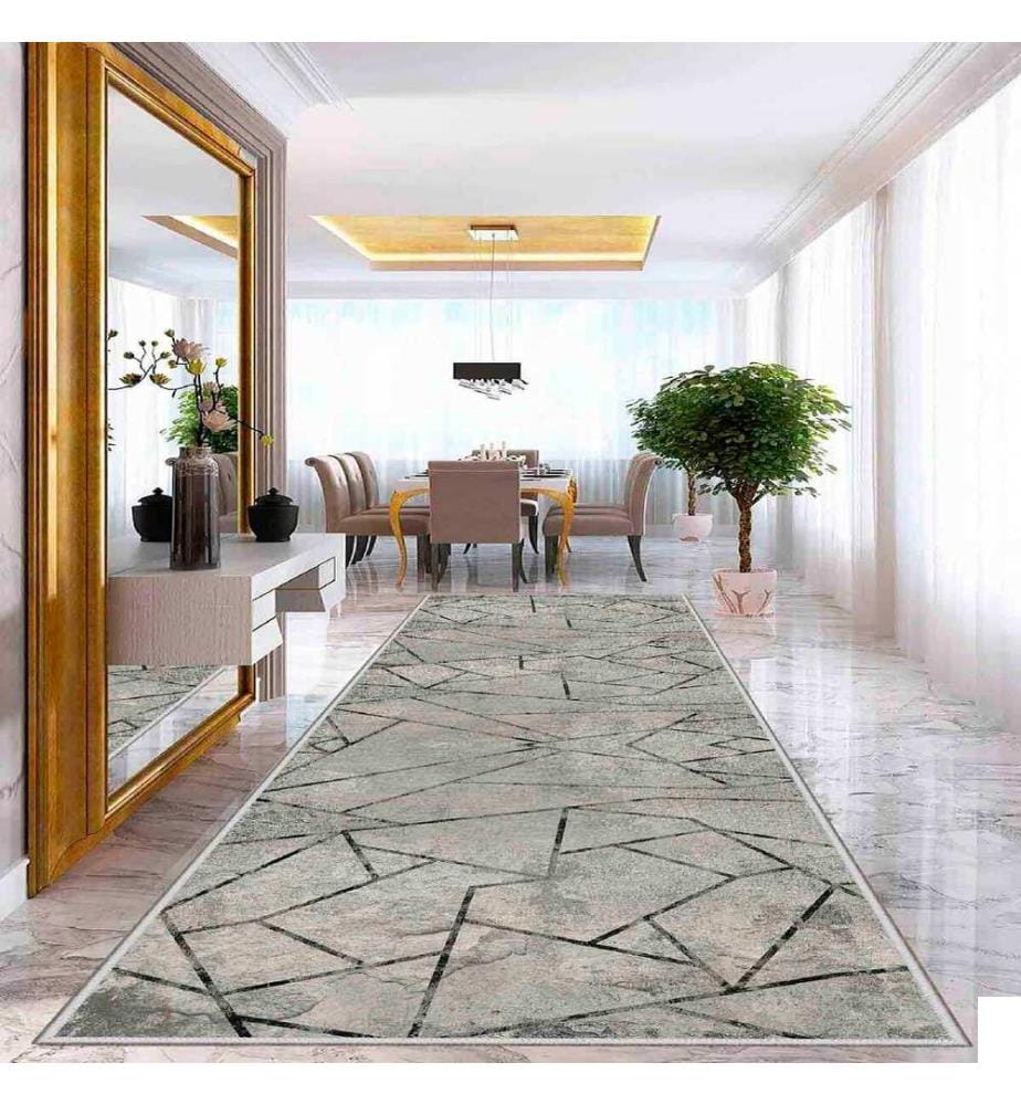 Tapis, gris, noir, 100% polyester, 50 x 80 cm