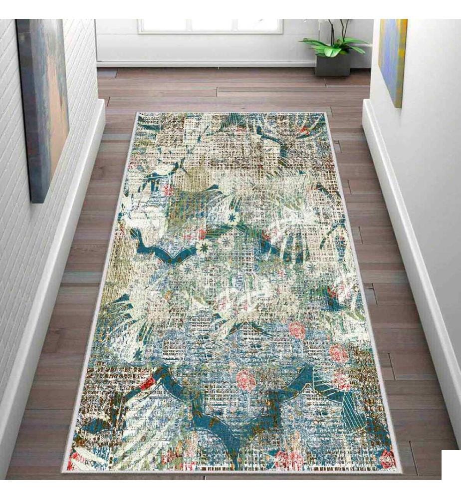 Tapis, crème, orange, rouge, vert, 100 % polyester, 80 x 100 cm