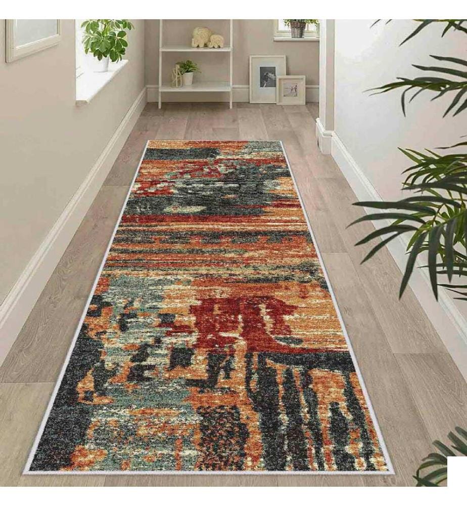 Tapis, crème, orange, rouge, vert, 100 % polyester, 50 x 80 cm