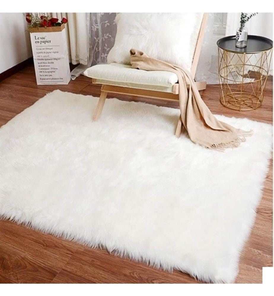 Tapis, blanc, 100% polyester, 150 x 150 cm