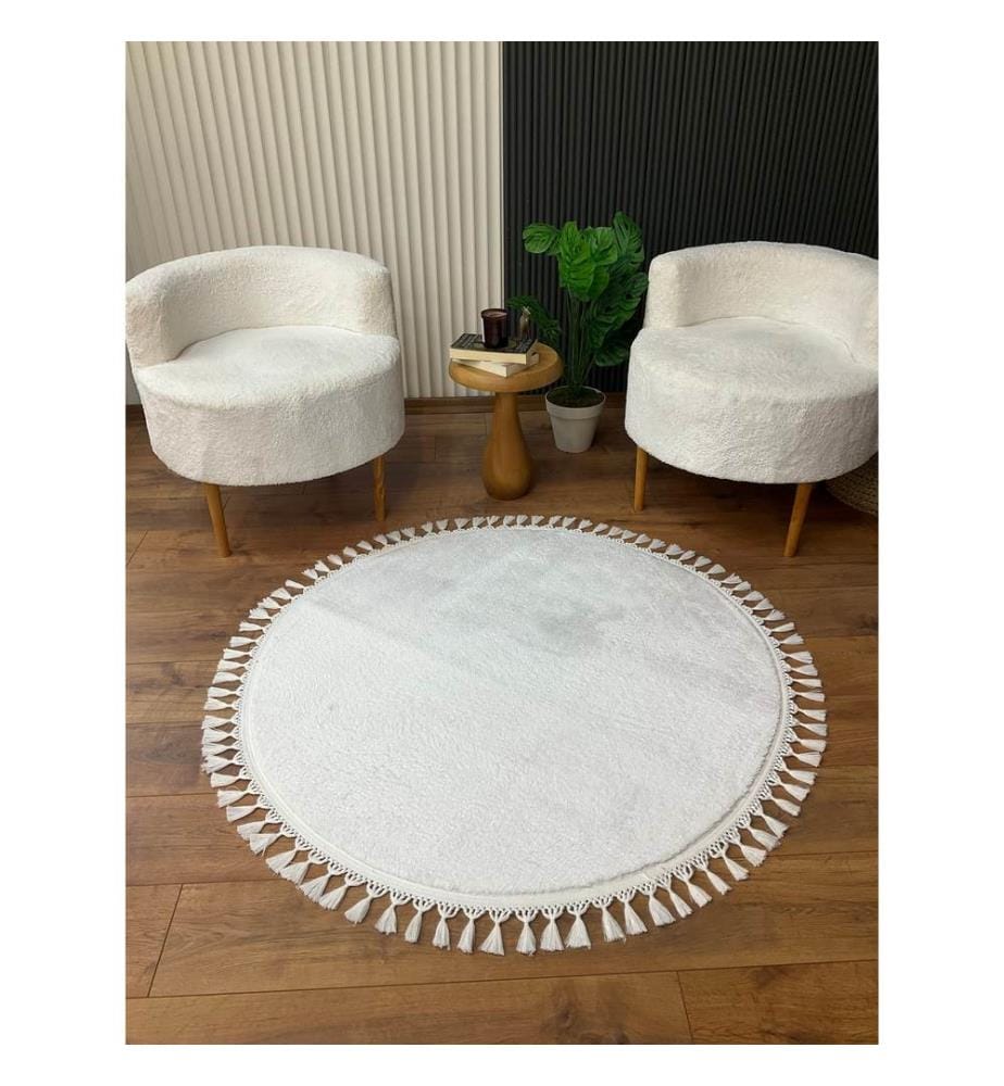 Tapis, blanc, 100% polyester, 100 x 100 cm