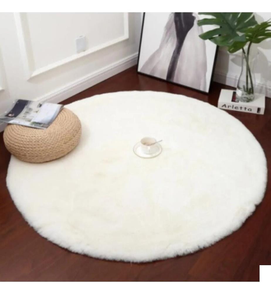 Tapis, blanc, 100% polyester, 150 x 150 cm