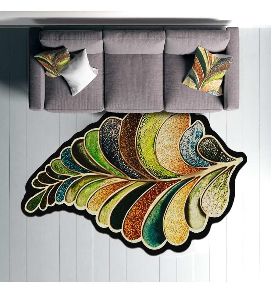 Tapis, vert, noir, brun, jaune, 100% polyester, 80 x 50 cm