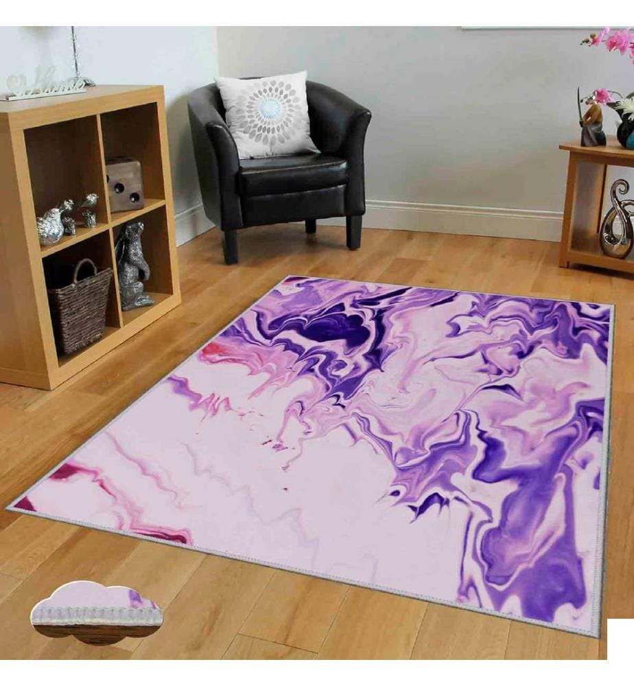 Tapis, blanc, lilas, violet, 100% polyester, 80 x 50 cm