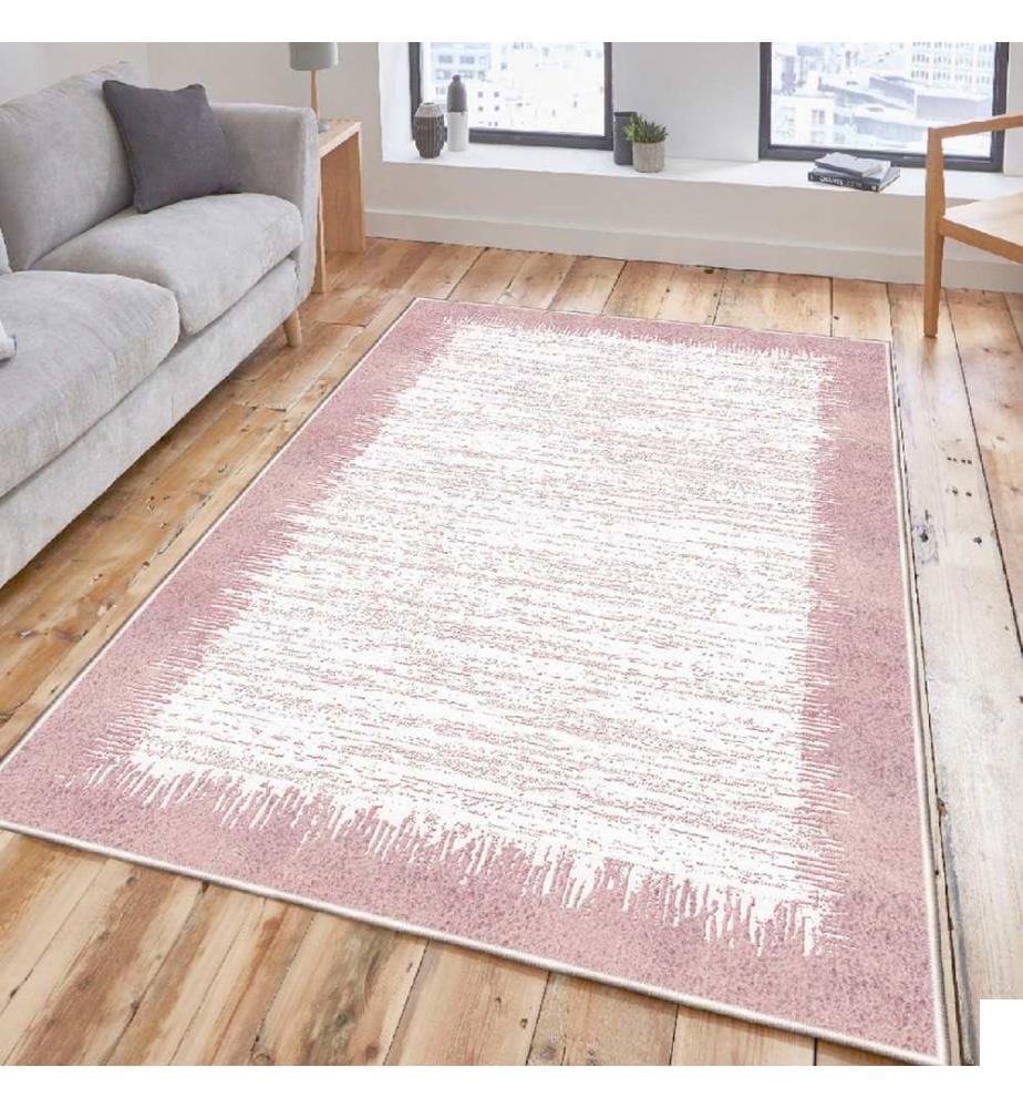 Tapis, crème, rose, 100% coton, 80 x 50 cm