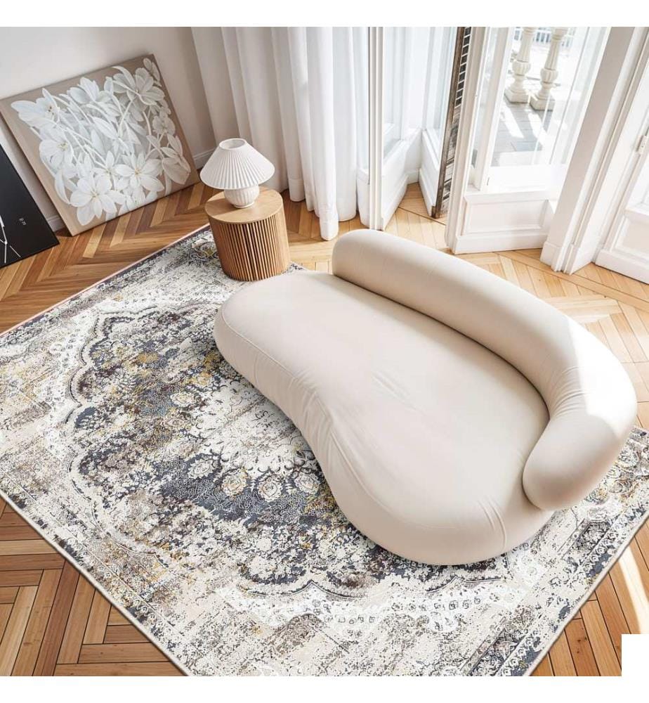 Tapis, crème, gris, rouge bordeaux, 100% coton, 60 x 100 cm