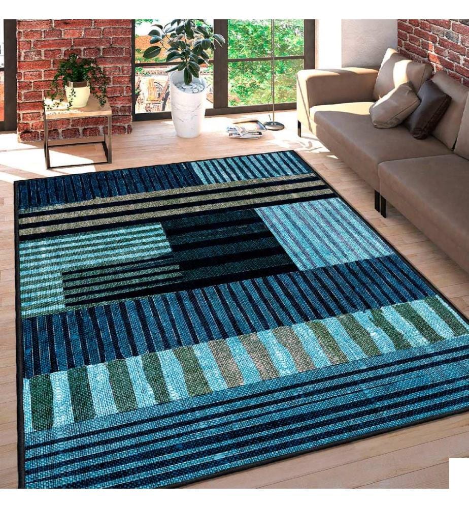 Tapis, blanc, jaune, bleu, bleu marine, 100% coton, 80 x 50 cm