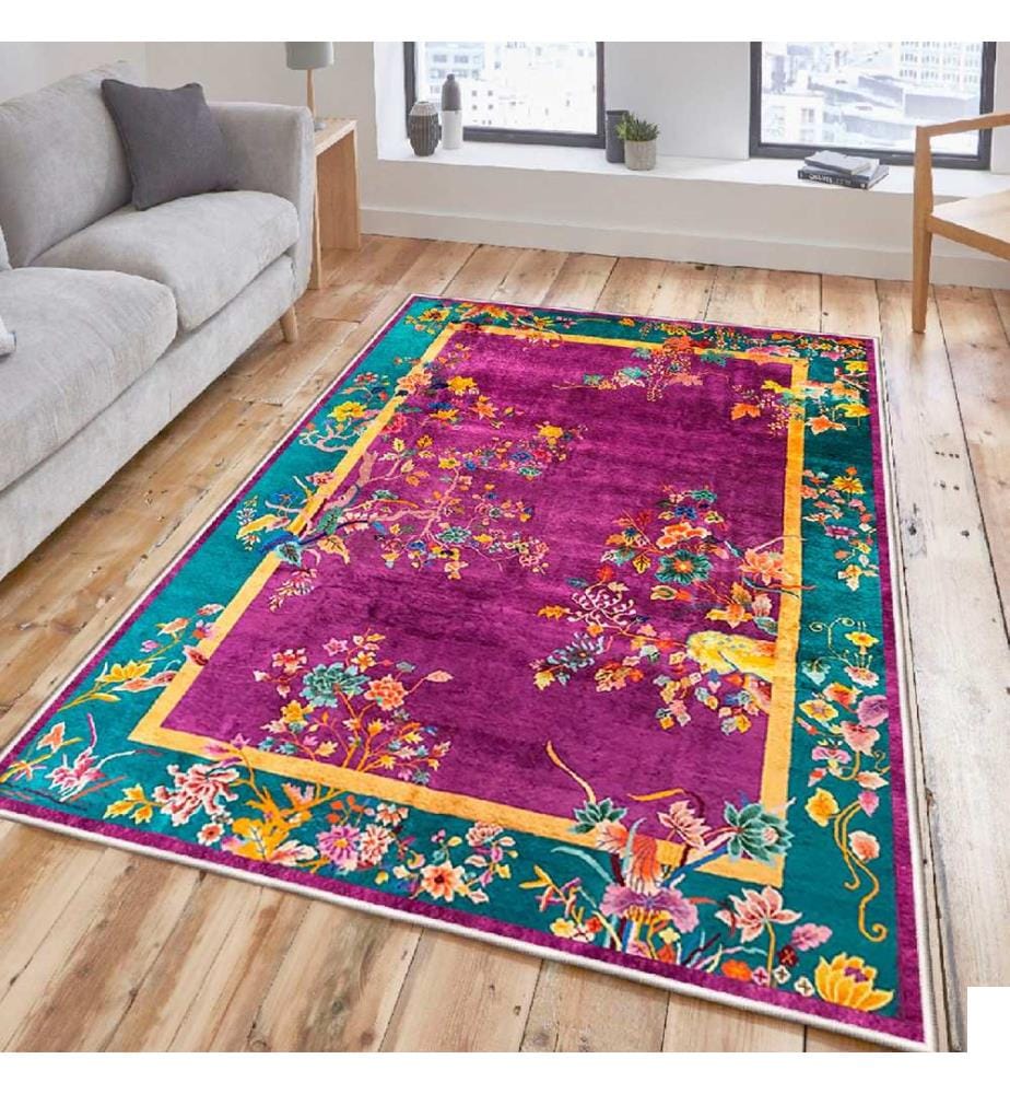 Tapis, Fuchsia, Jaune, Vert, Orange, 100% coton, 80 x 50 cm