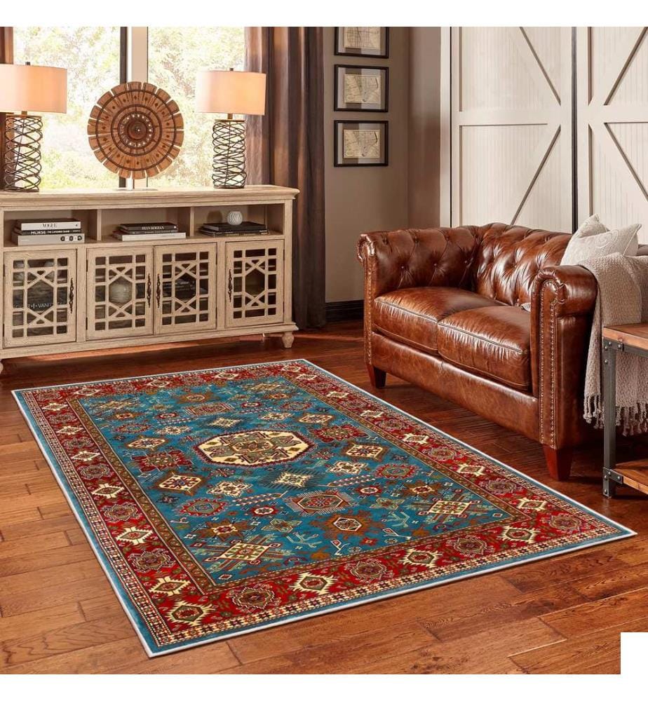 Tapis, bleu, 70% coton / 30% chenille, 80 x 50 cm