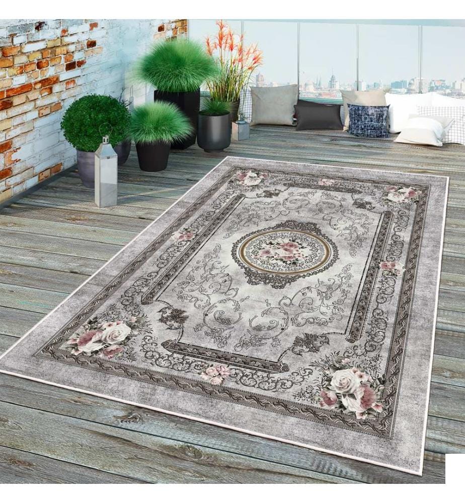 Tapis, gris, 70% coton / 30% chenille, 80 x 50 cm