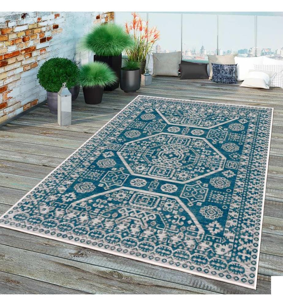 Tapis, bleu, 70% coton / 30% chenille, 80 x 50 cm